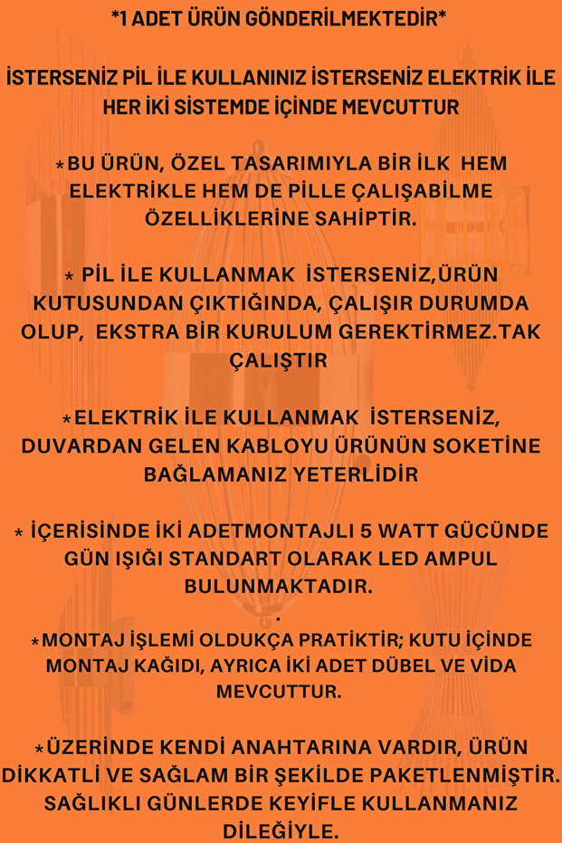 1 Adet Pramit Model Pilli Duvar Aplikleri, Duvar Aplik Aydınlatma Altın Led - 4