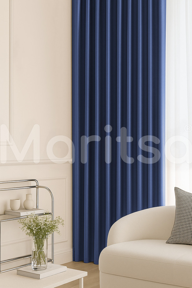 Blackout Series Blackout Light Proof Parliament Blue Non-Pleated (1X1) Single Wing Sunshade Background Curtain