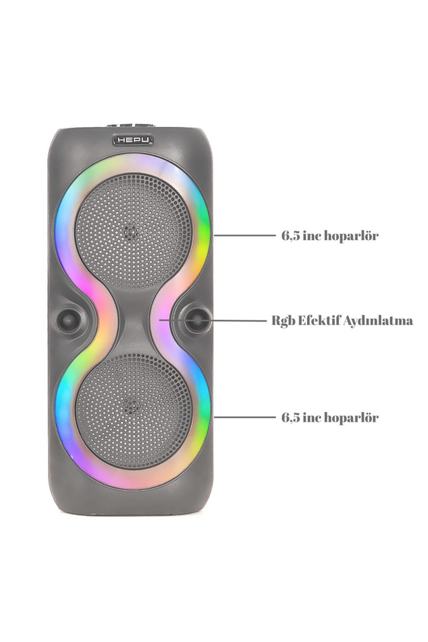 HP 110 Taşınabilir Bluetooth Hoparlör  Rgb 15 W rms Karaoke Mikrofon - 3