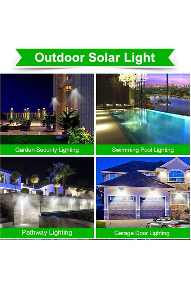 Enerjili Bahçe Lambası 100 Led 1li Paket Bahçe Aplik Bahçe Lambası Bahçe Aydınlatma - 5