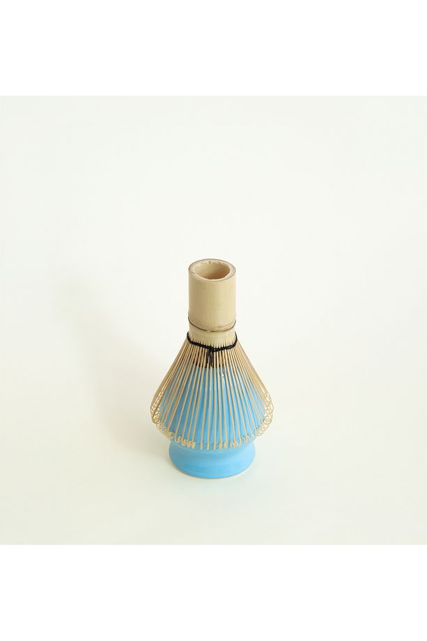 Seramik Parlak Mavi Matcha Kase ve Whisk Tutacağı Set - 4