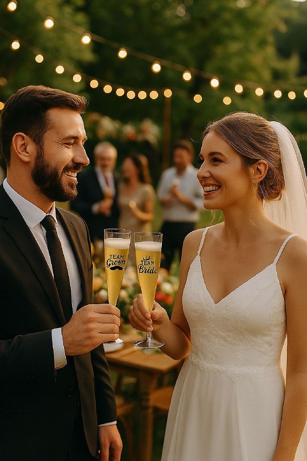 6'lı Logolu Plastik Gümüş Renk Ayaklı Şampanya Kadehi 6 Adet Parti Team Bride Kadeh Seti - 5