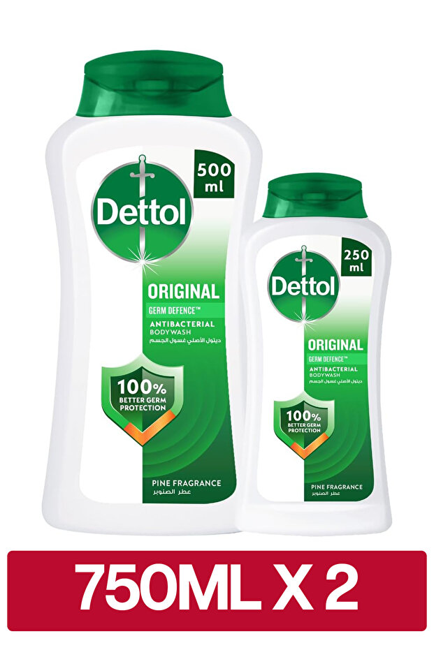 Original Shower Gel & Body Wash, Pine Scent, (250ml + 500ml) x2