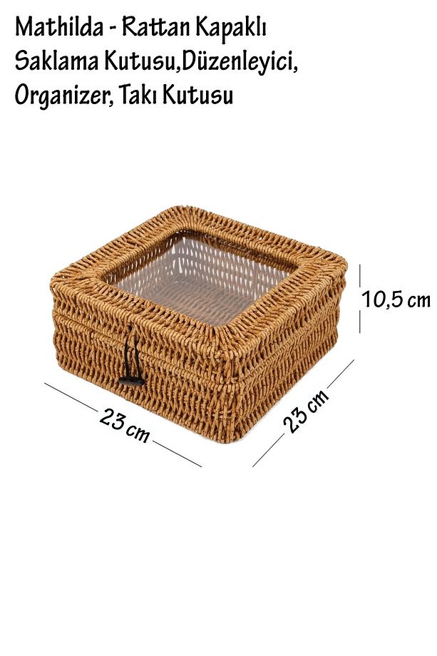 Mathilda - Rattan Kapaklı Saklama Kutusu,Düzenleyici, Organizer, Takı Kutusu - 8
