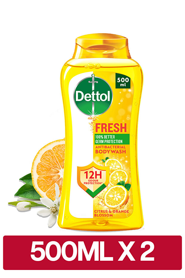 Fresh Shower Gel & Body Wash, Citrus & Orange Blossom Scent, 500ml x2