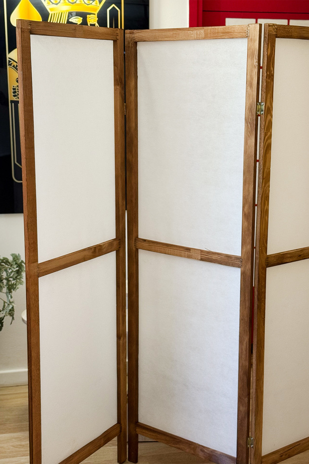 Ahşap Paravan Panel Kumaş Seperatör Paravan 6006 - 2