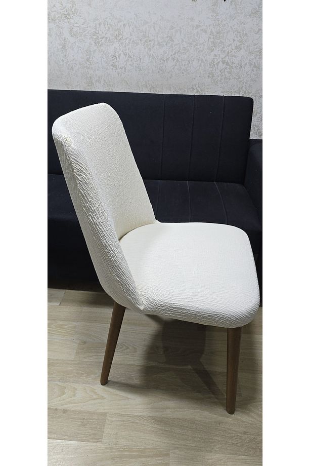 6lı A Kalite Jakarli Ağaç Desen Yüksek Kaliteli Esnek Lastikli Oval Sandalye Kılıfı 6 Adet - 4