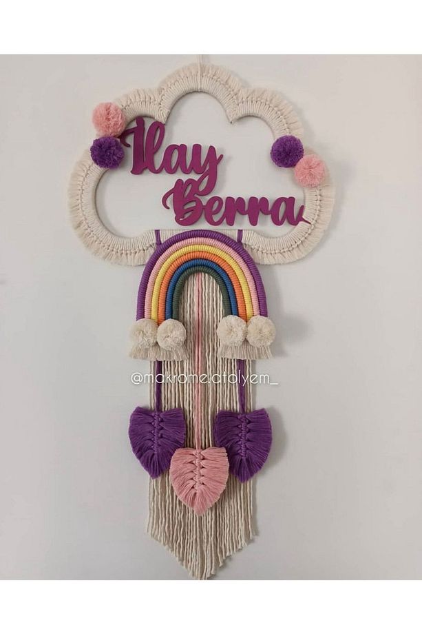 Makrome Bulut Bebek Kapı Süsü - 8