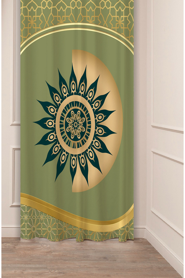 Mandala Bohemian Geometric Line Patterned Special Design Digital Printed (Single Wing) Modern Stylish Background Curtain
