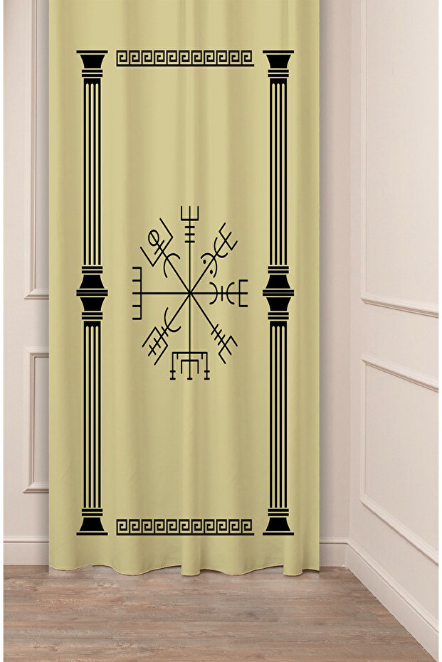Ethnic Egyptian History Antique Patterned Special Design Digital Printed (Single Wing) Modern Stylish Background Curtain