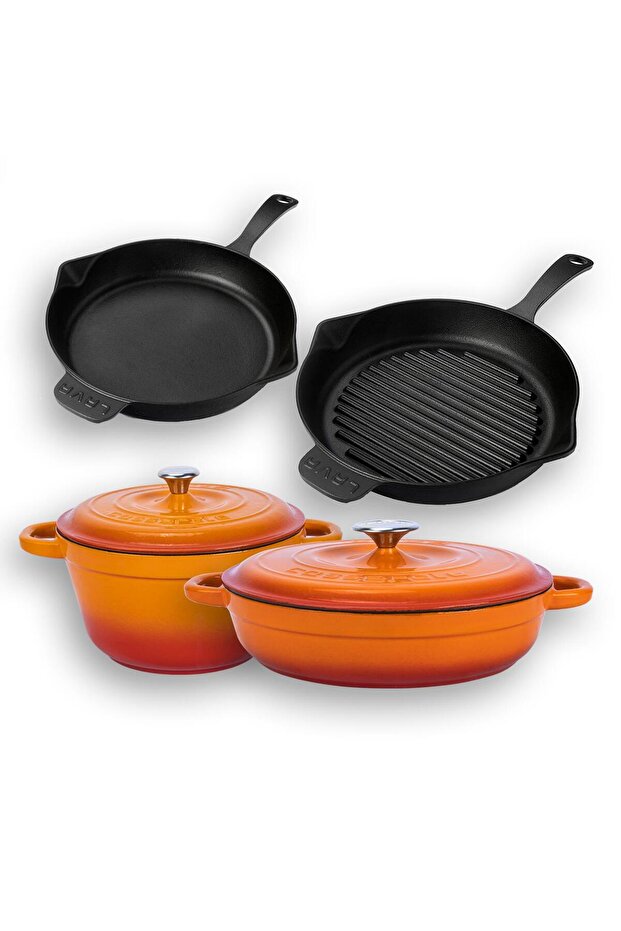 Döküm 4x New Heritage Serisi Döküm Demir Tencere Tava Çeyiz Seti - 3