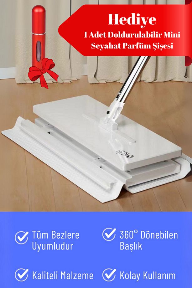 Akıllı Mop Paleti Otomatik Temizlik Seti - 10 Adet Bez Hediyeli  Otomatik Yengeç Mop, - 1