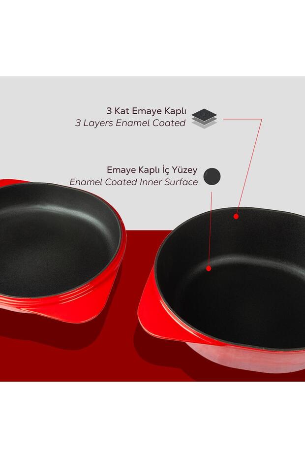 وعاء الخبز المصبوب بغطاء حديد مصبوب بمقبض واحدمقاس 24x27 سم - 6