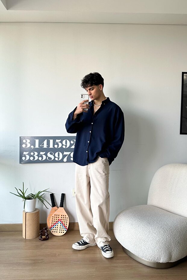 Chill Cozy Relax Fit Shirt Navy Blue