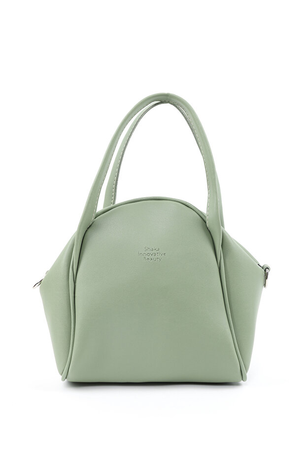 Mint Green Shk132 Faux Leather Single Compartment Double Strap Hand and Cross Shoulder Bag L:16 E:17 W:10 cm