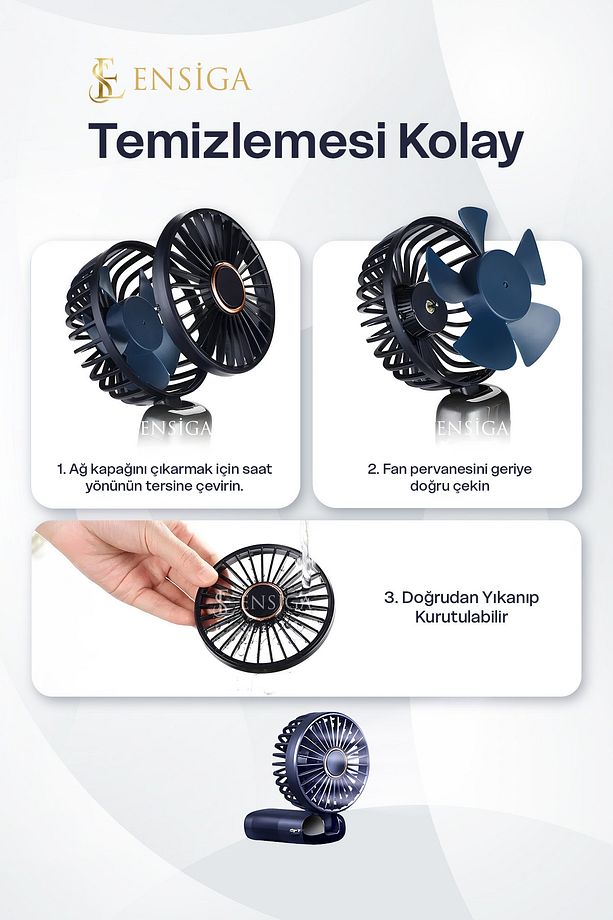 Lcd Ekranlı Şarjlı Mini El Boyun Masa Fanı Seyahat Taşınabilir Fan Aralığı Şarjlı Yüksek Şarj - 6