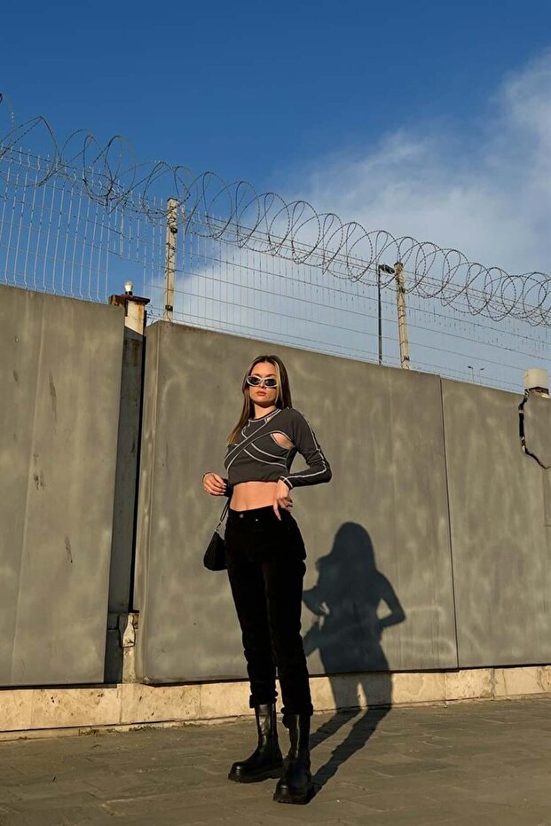 Basic Siyah Kadife Pantolon - 8