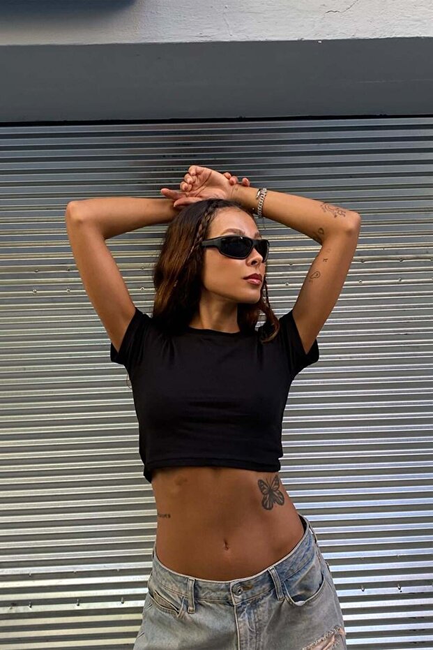 Flaw Atelier Basic Siyah Crop - 5