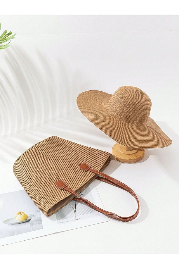Camel Hasır Şapka Ve Hasır Çanta Ikili Set - 6
