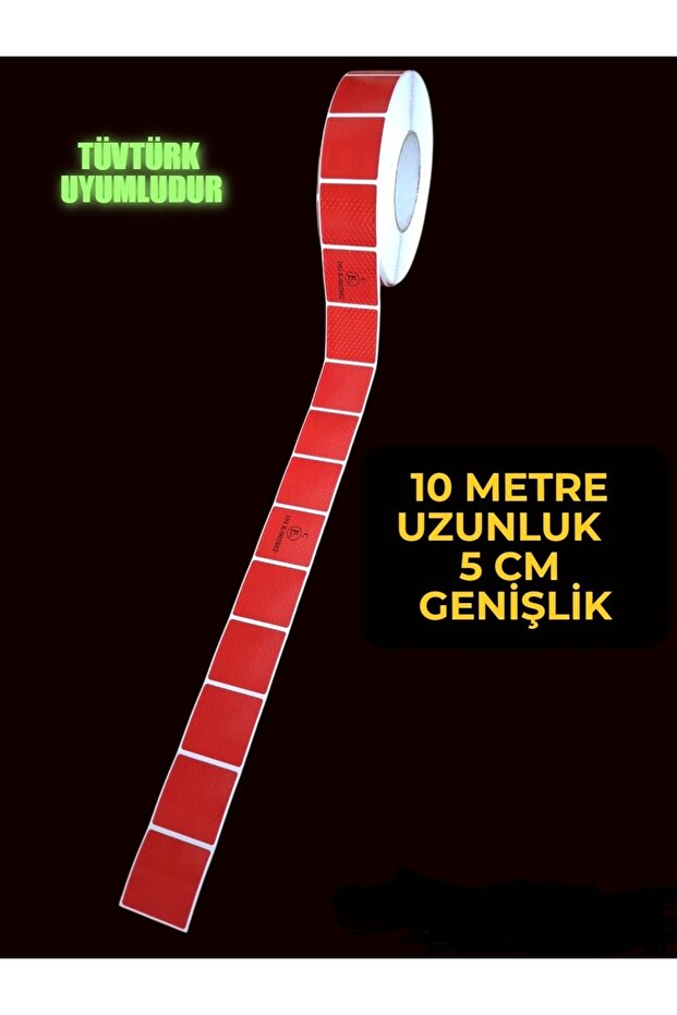شريط عاكس أحمر بطول 10 أمتار - شريط تحذير عالي الانعكاس