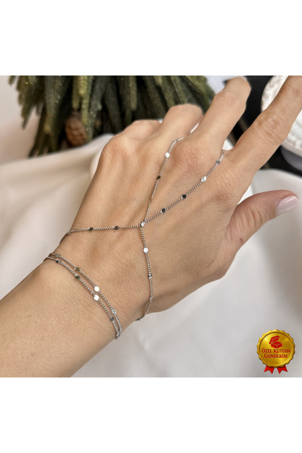 Women's Silver Color Thin Chain Shahmeran – Elegant Model with Shine and Adjustable