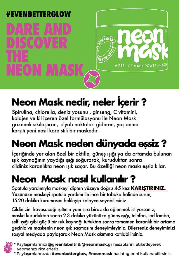 Neon Mask Cilt Canlanması Ve Kolajen Desteği Sağlayan Yaşlanma, Siyah Nokta Karşıtı Soyulabilir - 8