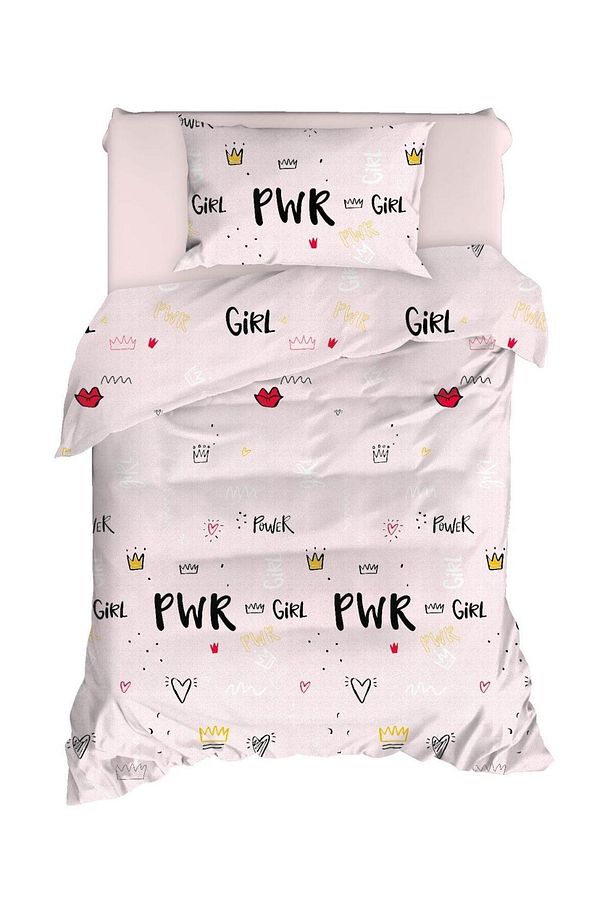 Tek Kişilik Pamuklu Nevresim Takımı 3 Parça – Power Desen – Pembe / Yumuşak Dokulu - 5