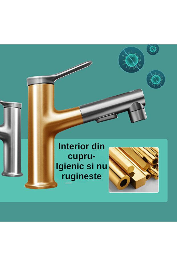 Bath 3 Basin Faucet with Three Flow Functions, Grey - 4