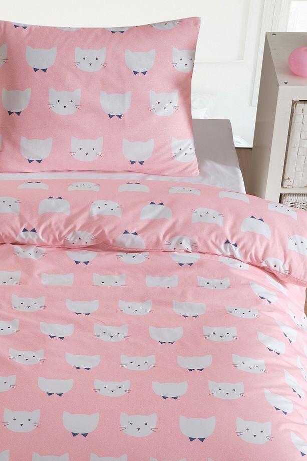 Tek Kişilik Pamuklu Nevresim Takımı 3 Parça – Pisipisi Desen – Pembe / Yumuşak Dokulu - 3
