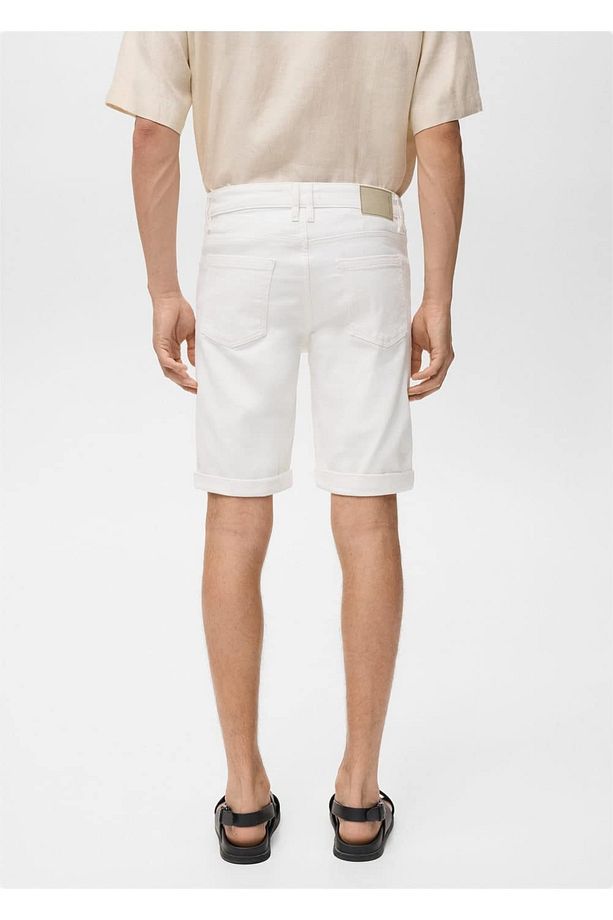 Slim fit kot bermuda şort - 4