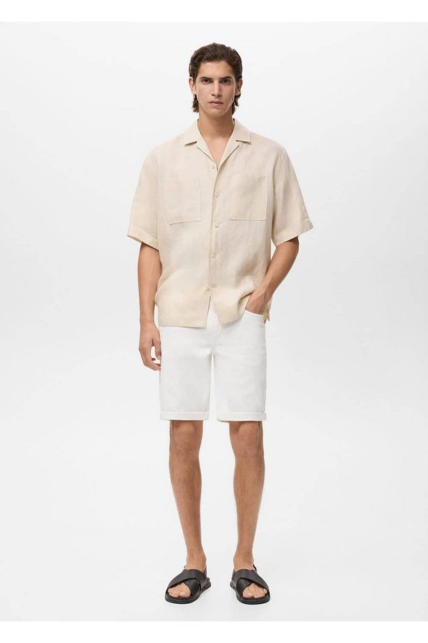 Slim fit kot bermuda şort - 2