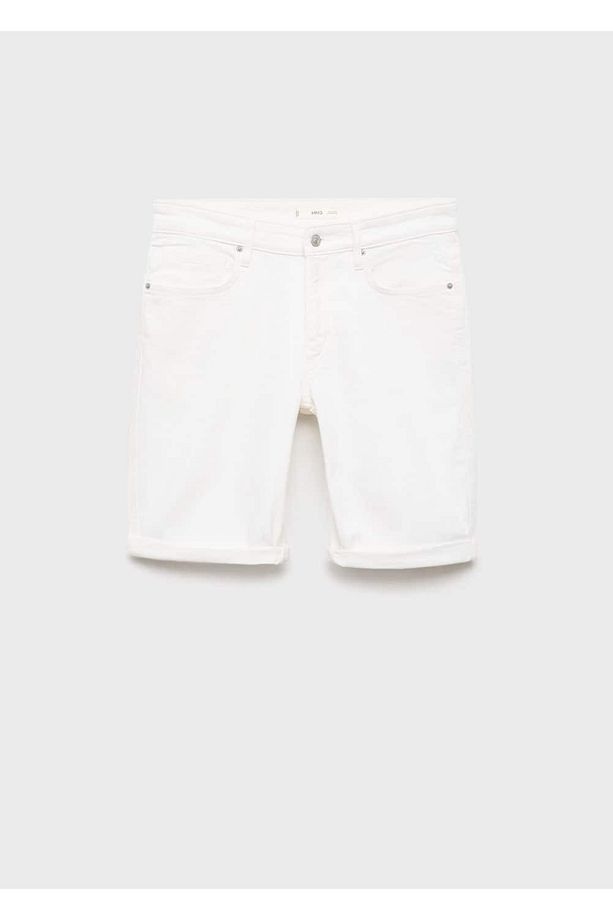 Slim fit kot bermuda şort - 3