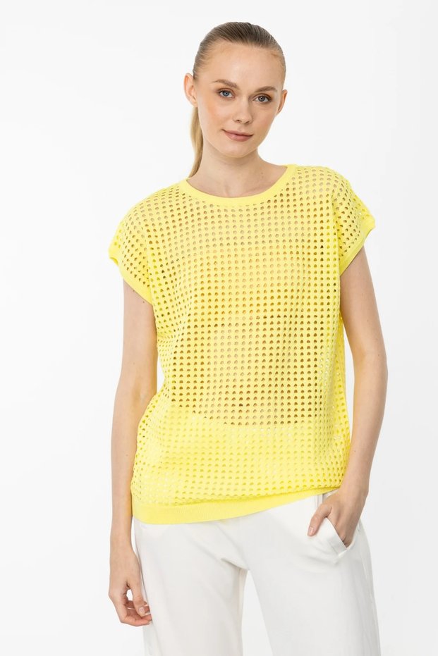 Mesh Knit Short Sleeve Sweater
