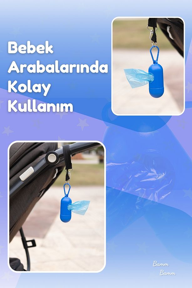 Kirli Bebek Bezi Çöp Poşeti Çanta Boy Mavi Taşıma Çantası Ve 2 Rulo (30 POŞET) - 5