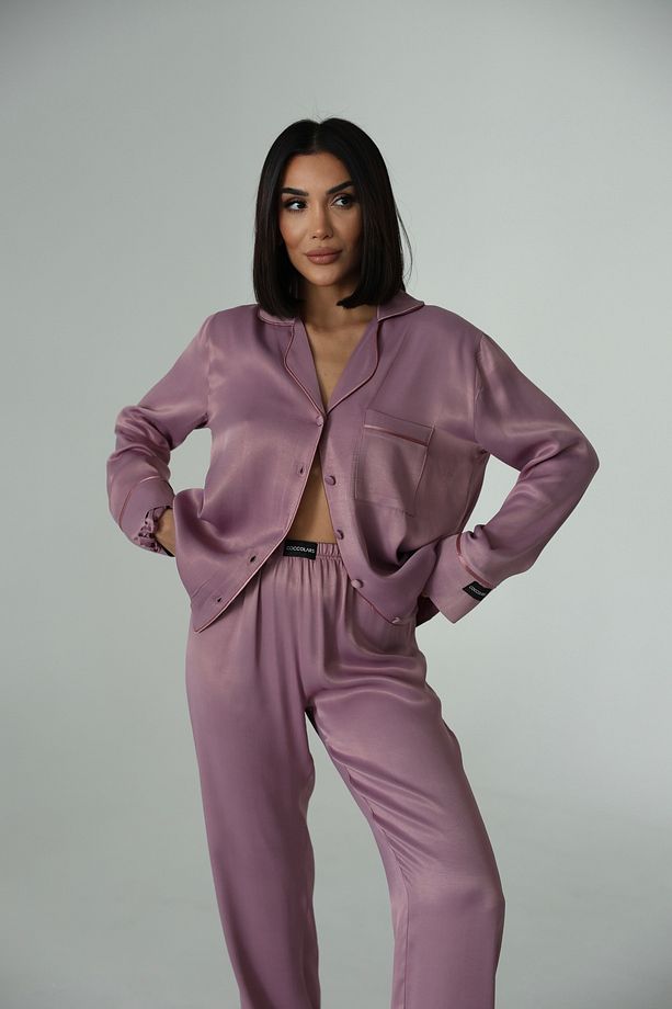 Sentimenti Perfetti Gül Kurusu Floş Saten Uzun Pijama Takımı - 3