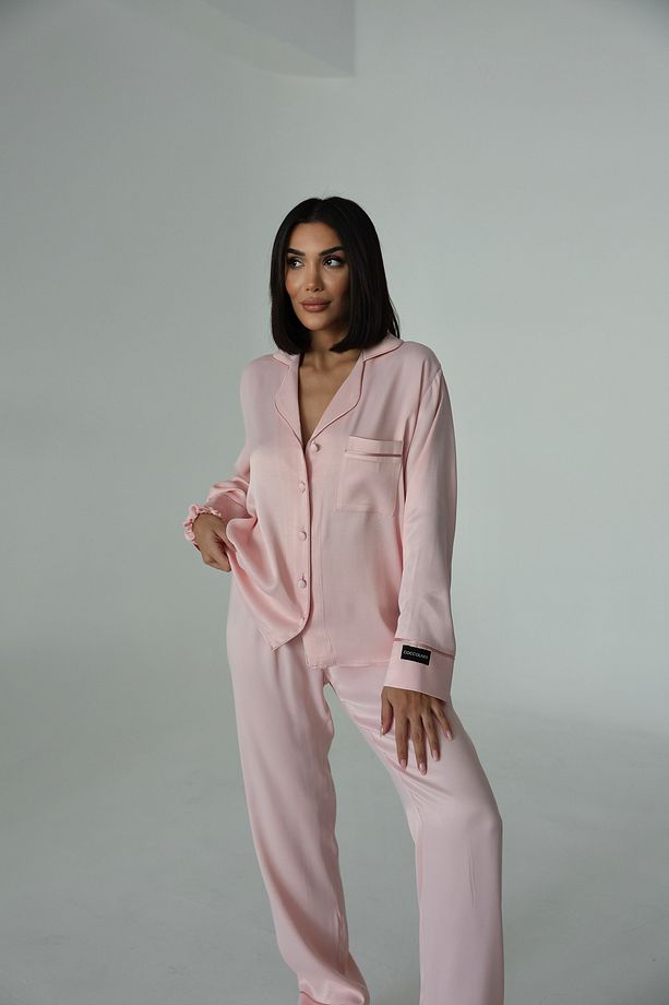 Sentimenti Perfetti Pudra Floş Saten Uzun Pijama Takımı - 3