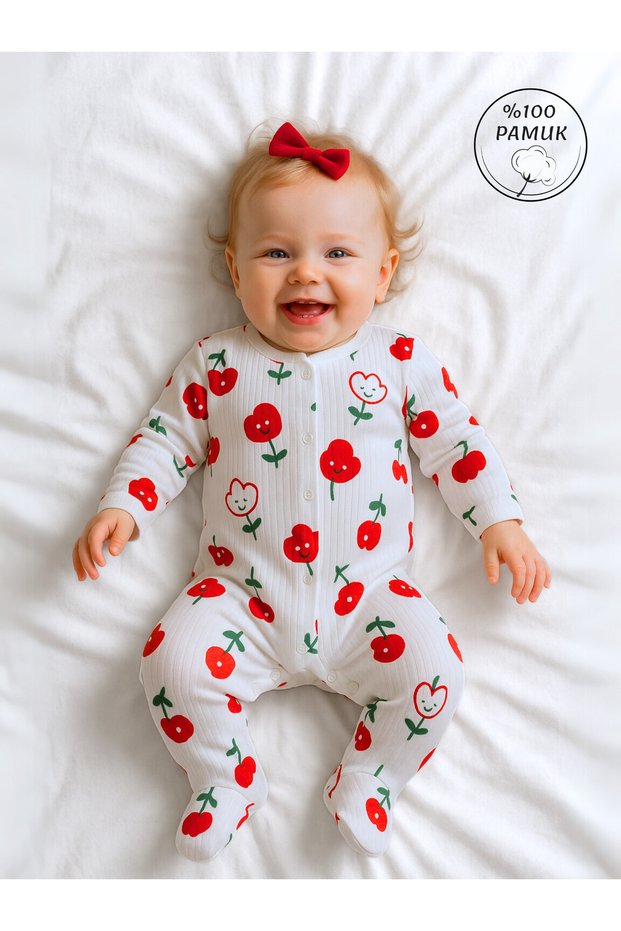 100% Cotton Baby Girl Booties Jumpsuit