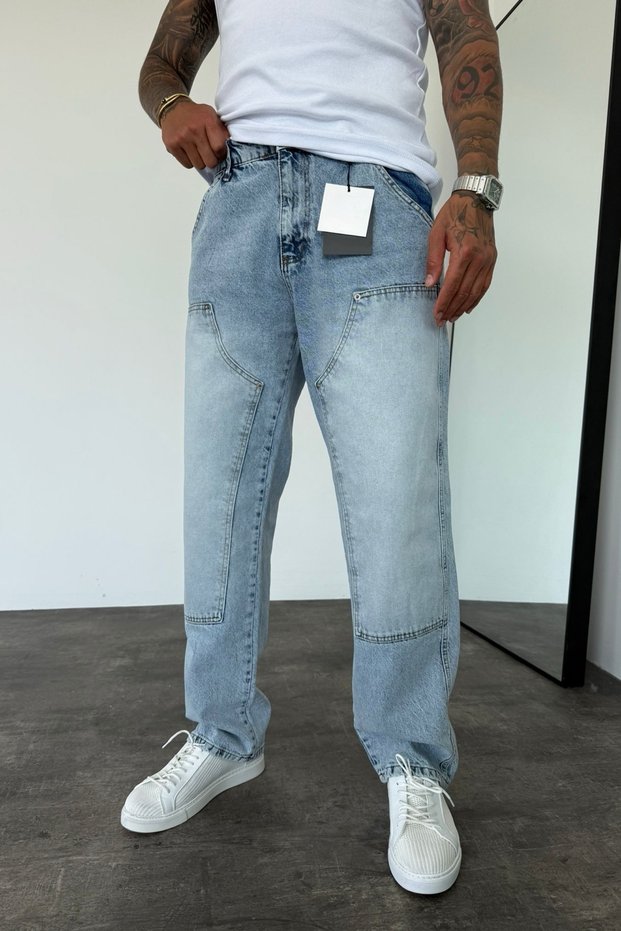 New Season Men's Baggy Fit Ice Blue Jean Jeans Ke-699