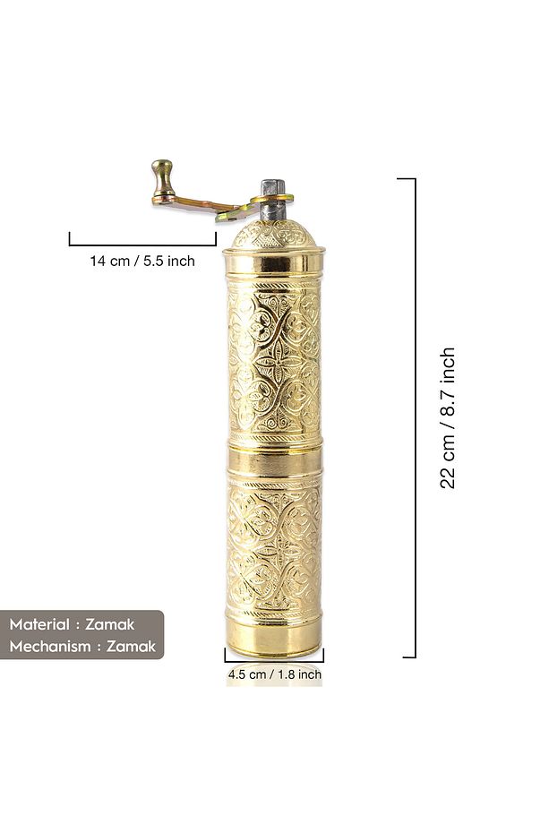 Sarı Zamak Karabiber, Kahve, Çörek Otu Ve Haşhaş El Değirmeni Öğütücü Grinder 22 Cm - 3