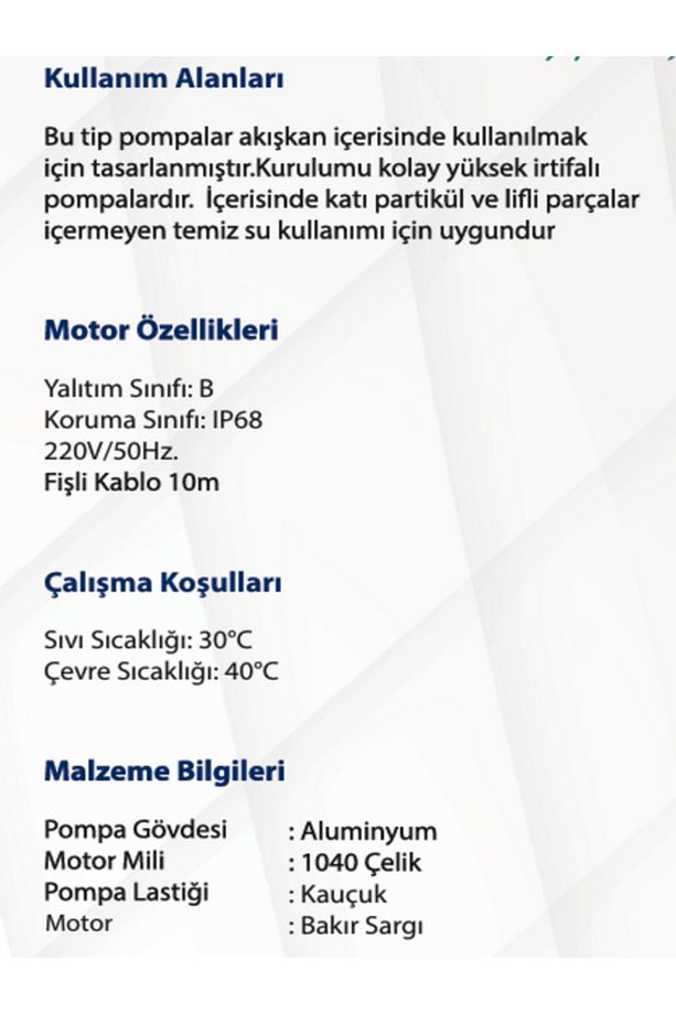Kaysu Kys01 1/2 Dalgıç Su Pompası Temiz Su (10 METRE KABLOLU) - 3