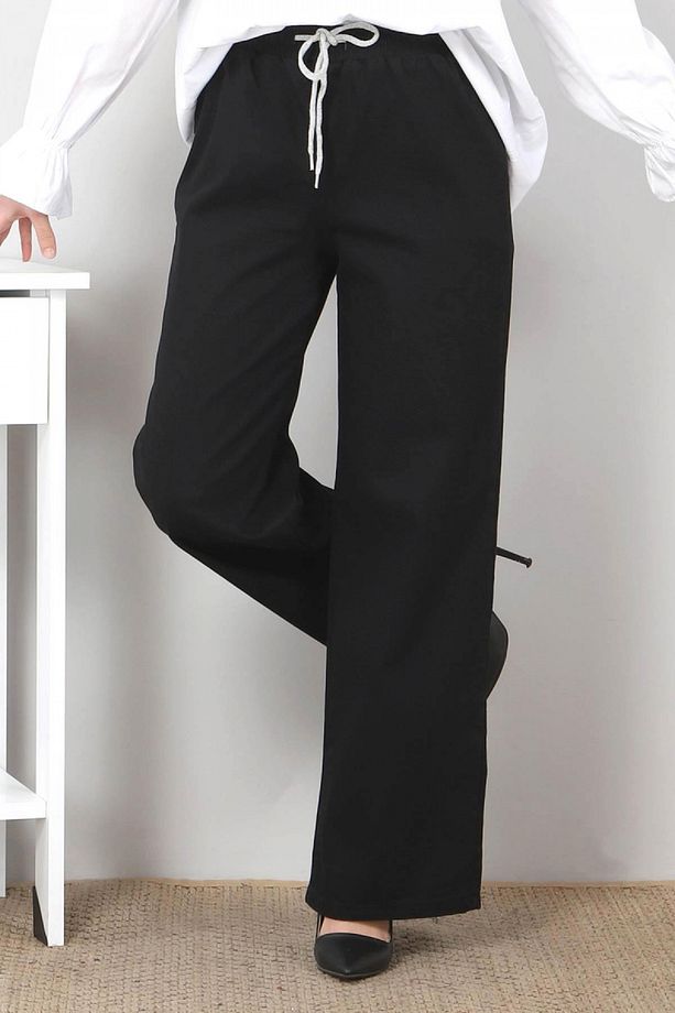 Beli Lastikli Bol Paça Kot Pantolon Tsd22045 Siyah - 4