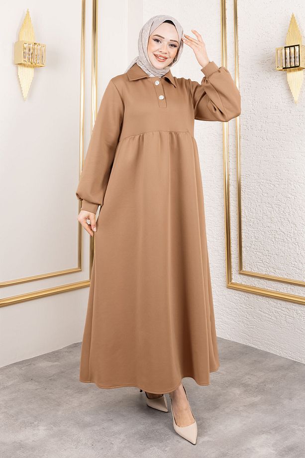 Scuba Elbise TSD250129 Camel - 3
