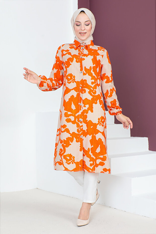 Gombos tunika TSD230707 Narancs - 4