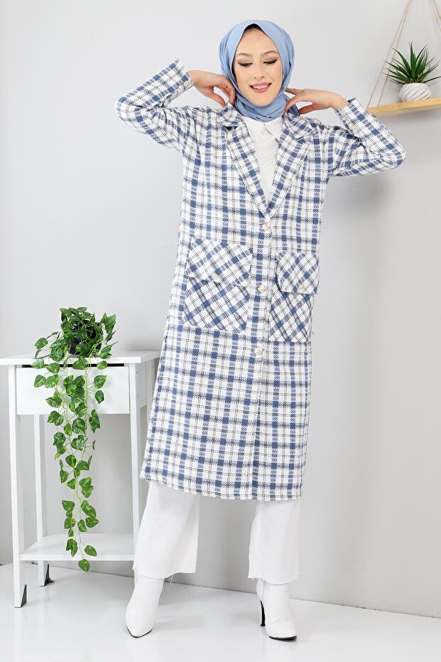 Long Cap with Pocket Detail Tsd211248 Indigo