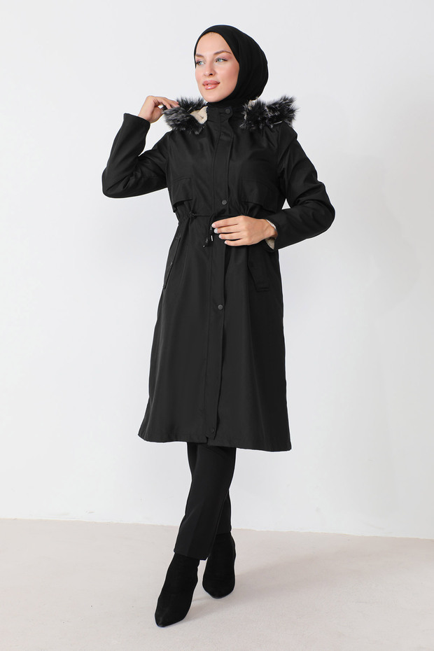 Waist Lace-up Coat TSD230817 Black