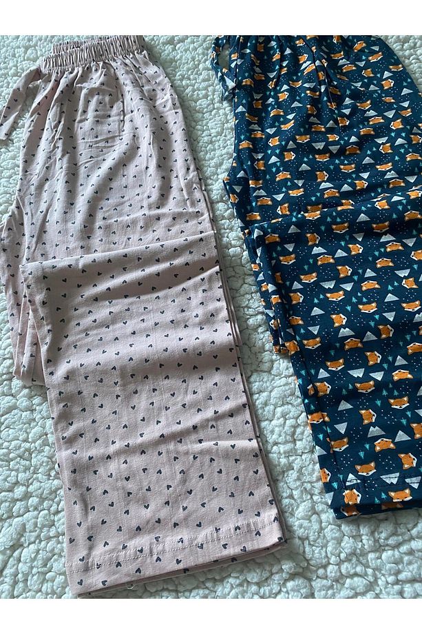 Mini Heart & Bowtie 2'li Kadın Pijama Altı - Ultra Kalite Tek Alt Pijama - 2