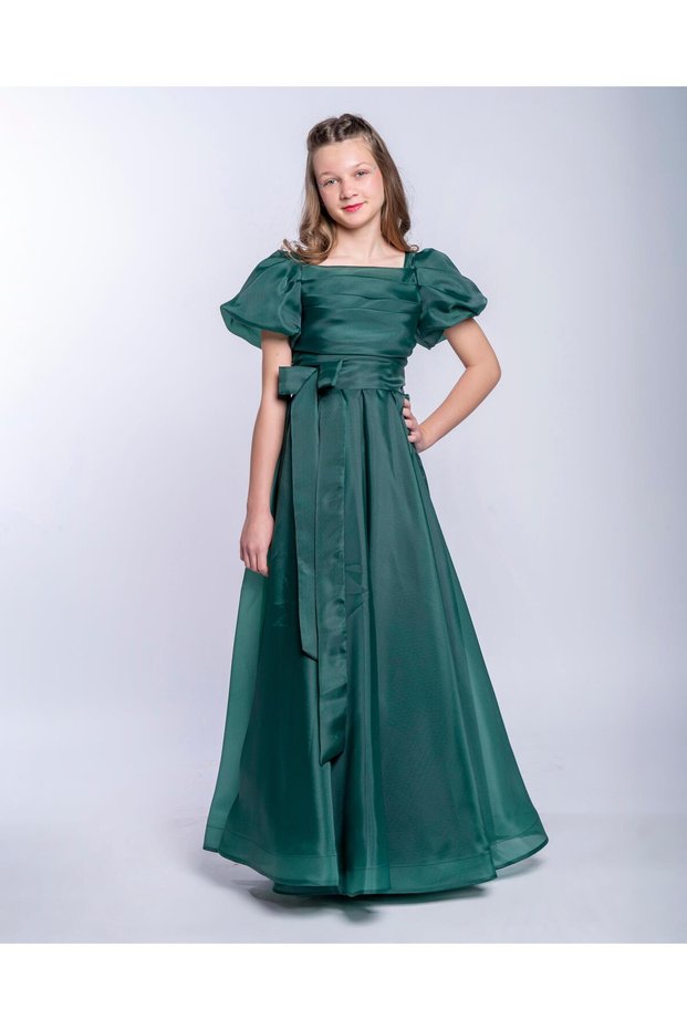 Girl/Teen New Fashion Shiny Fabric Shoulder Detail Full-Fit Evening Dress 5416