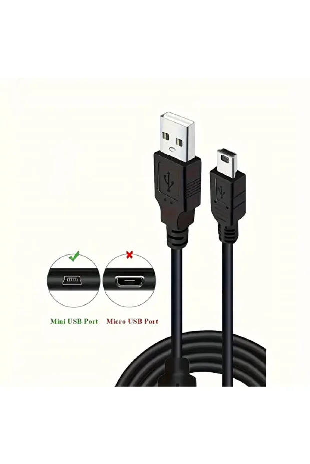 5 Metre 5mt Ps3 Kol Şarj Kablosu 5Pin Mini Usb Usb5-pin 2.0 Erkek A Mini 5 Pin B Piramit Uç - 4