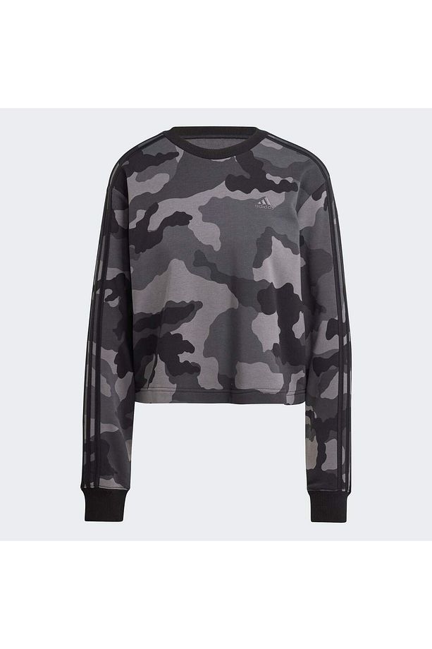 Essentials 3-Stripes Camo-Print Cropped Sweatshirt - 3