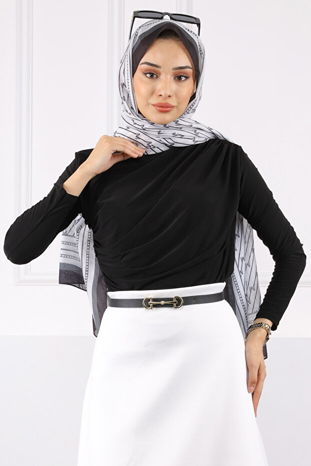 Siyah Önü Drapeli Sandy Bluz - 1